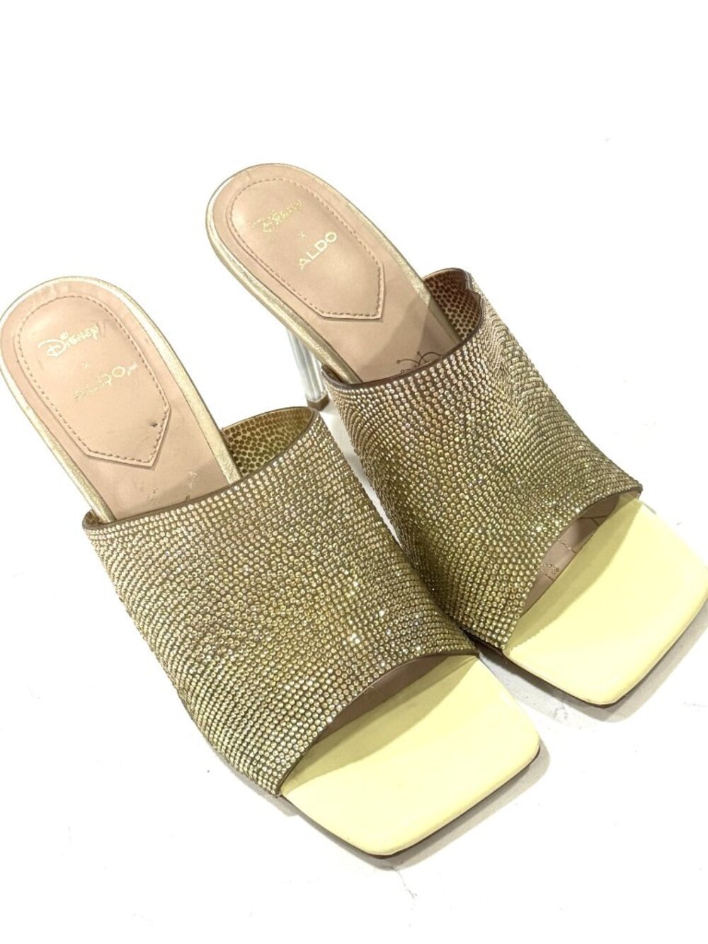 Disney x ALDO Tiana Wishstep Heels Ombre Rhinestone Mules Sandals Size 7.5
